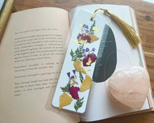Load image into Gallery viewer, Moody Purple + Pink Botanical Pressed Flower Bookmark
