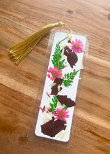 Load image into Gallery viewer, Moody Purple + Pink Botanical Pressed Flower Bookmark
