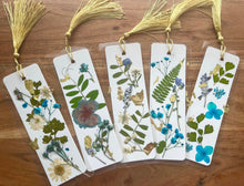 Load image into Gallery viewer, Blue + Lavender Botanical Pressed Flower Bookmark
