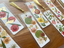 Load image into Gallery viewer, Orange, Yellow, Baby Pink Botanical Pressed Flower Bookmark
