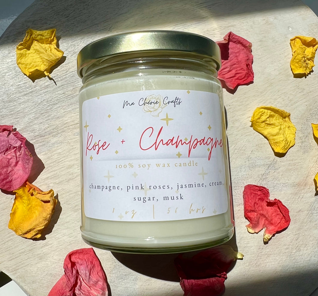 Rose + Champagne Soy Candle | 8 oz Candle | CELEBRATION COLLECTION