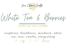 Load image into Gallery viewer, White Tea + Berries Soy Candle | 8 oz Candle | CORE COLLECTION

