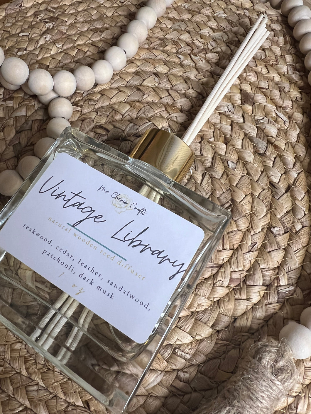 COZY COLLECTION | Reed Diffuser | 7 oz. Gold Square Jar | Flameless Aroma | Home Fragrance | Rattan Reed Diffuser | Ma Cherie Crafts